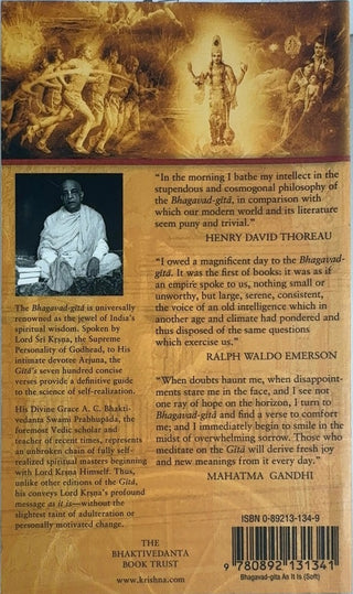 Bhagavad Gītā As It - By His Divine Grace A. C. Bhaktivedanta Swami Prabhupāda — back cover
