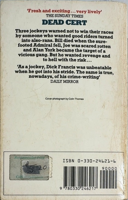 Dead Cert - By Dick Francis - back cover