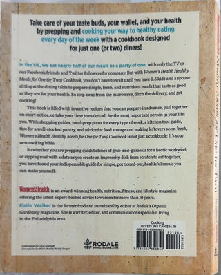 Healthy Meals for One (or Two) - By The Editors of Women's Health & others — back cover
