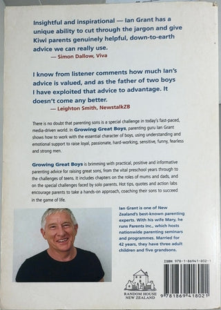 Growing Great Boys - By Ian Grant — back cover