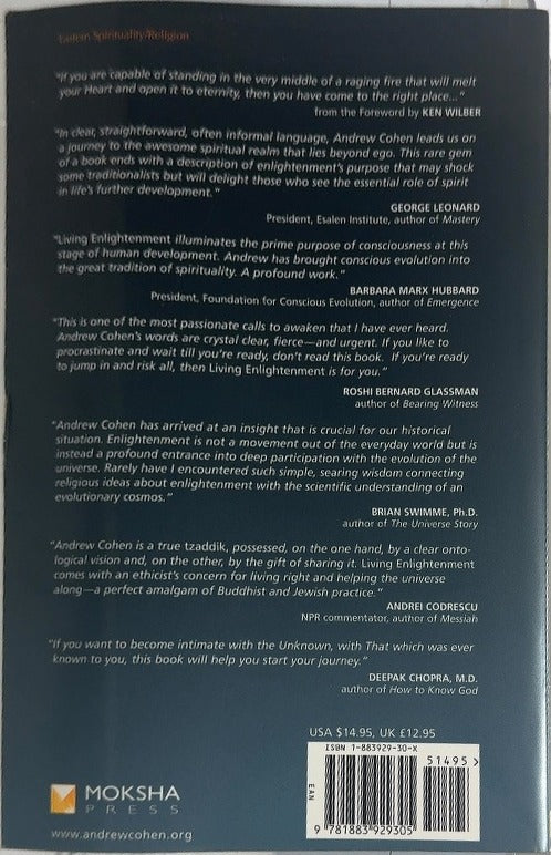 Living Enlightenment - By Andrew Cohen - back cover