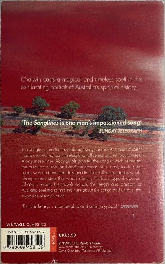 The Songlines - By Bruce Chatwin - back cover