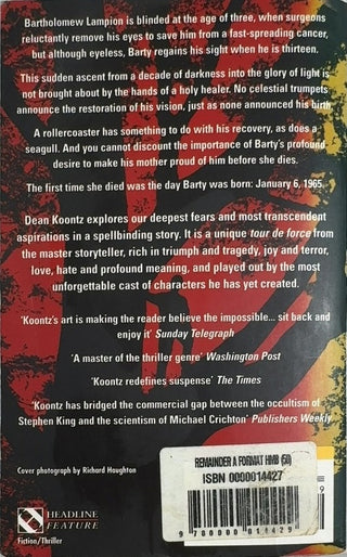 From the Corner of His Eye - By Dean Koontz — back cover