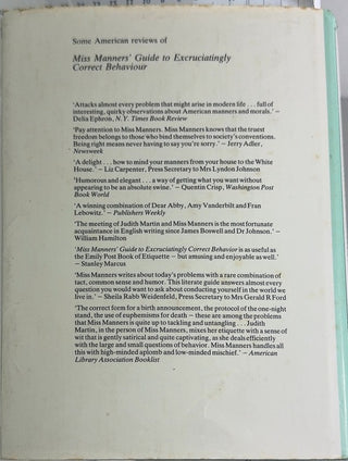 Miss Manners' Guide to Excruciatingly Correct Behaviour - By Judith Martin — back cover