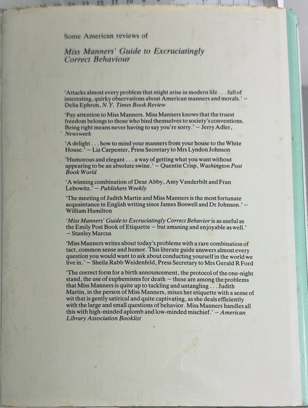 Miss Manners' Guide to Excruciatingly Correct Behaviour - By Judith Martin - back cover