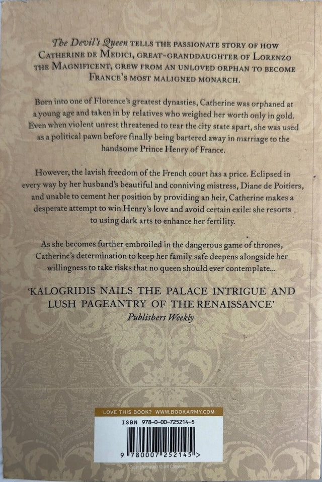 The Devil's Queen - By Jeanne Kalogridis - back cover