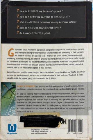 Growing a Small Business - By Lance Chambers — back cover