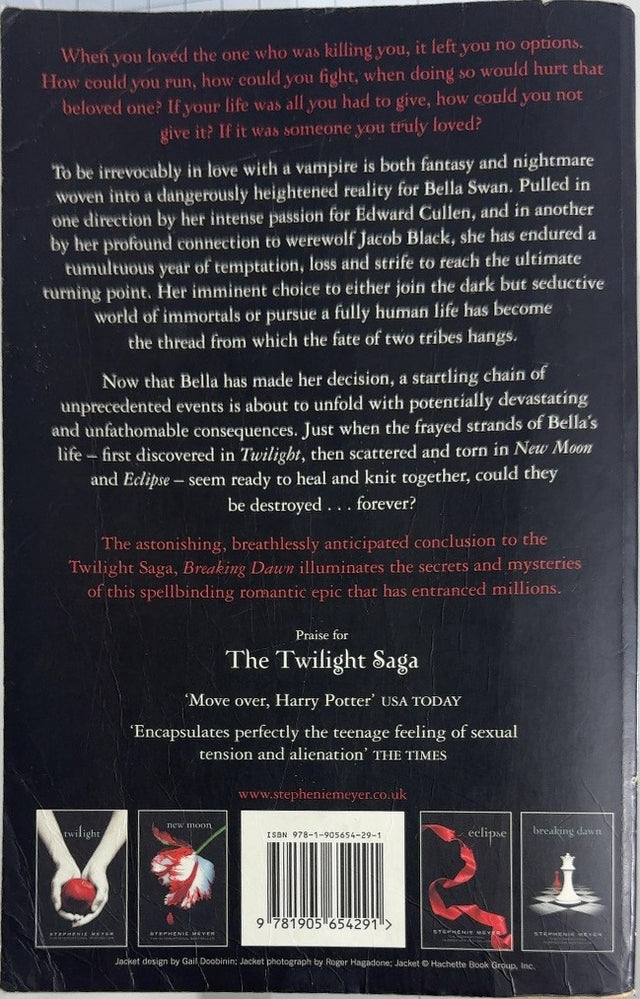 Breaking dawn - By STEPHENIE MEYER - back cover