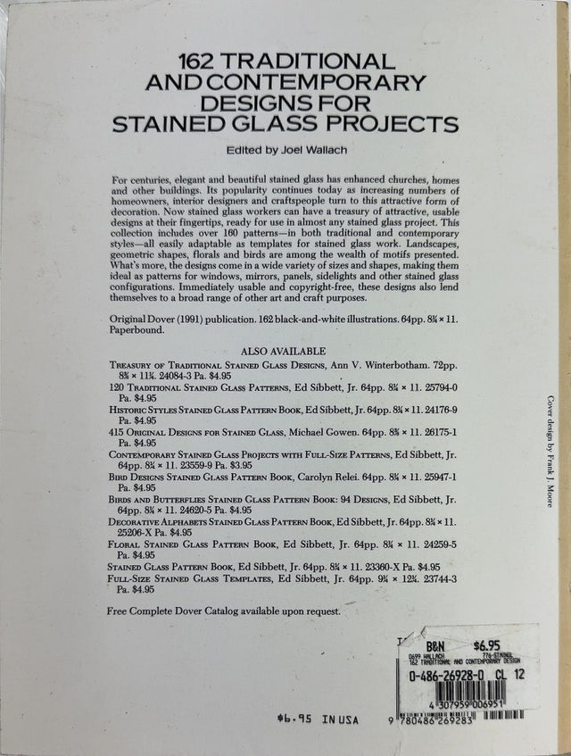 162 Traditional and Contemporary Designs for Stained Glass - By Joel Wallach - back cover