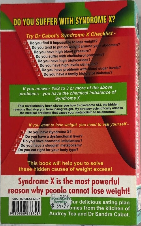 Can't Lose Weight? You could have Syndrome X - By Dr. Sandra Cabot & others - back cover