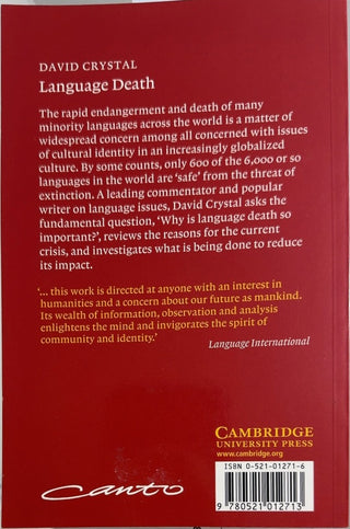 Language Death - By David Crystal — back cover