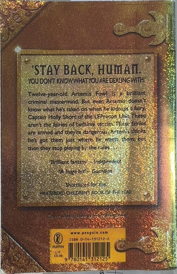 Artemis Fowl - By Eoin Colfer - back cover