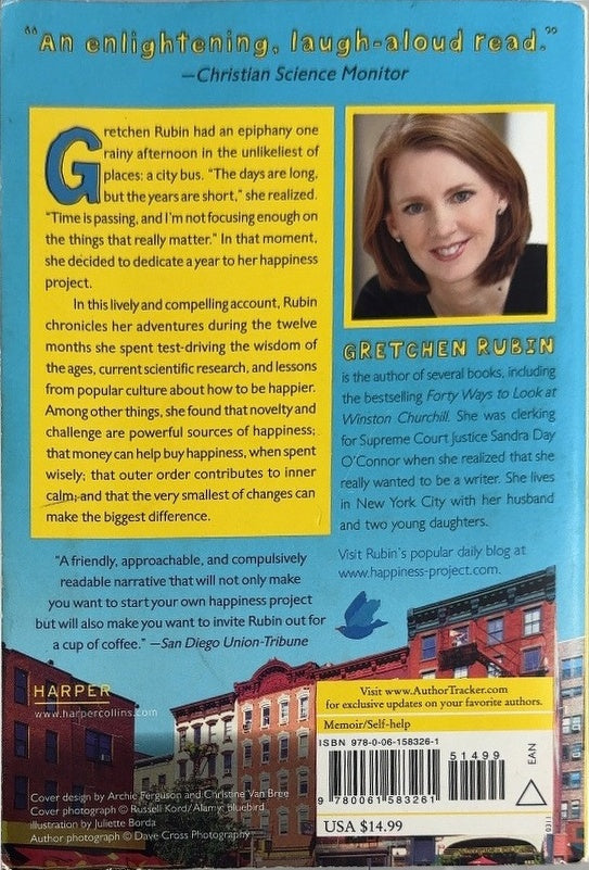 The Happiness Project - By Gretchen Rubin - back cover