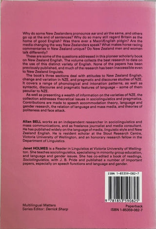 New Zealand Ways of Speaking English - By Allan Bell & others — back cover