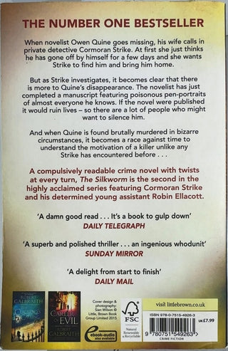 The Silkworm - By Robert Galbraith — back cover