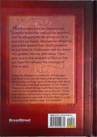 I Hear His Whisper - By Brian Simmons — back cover