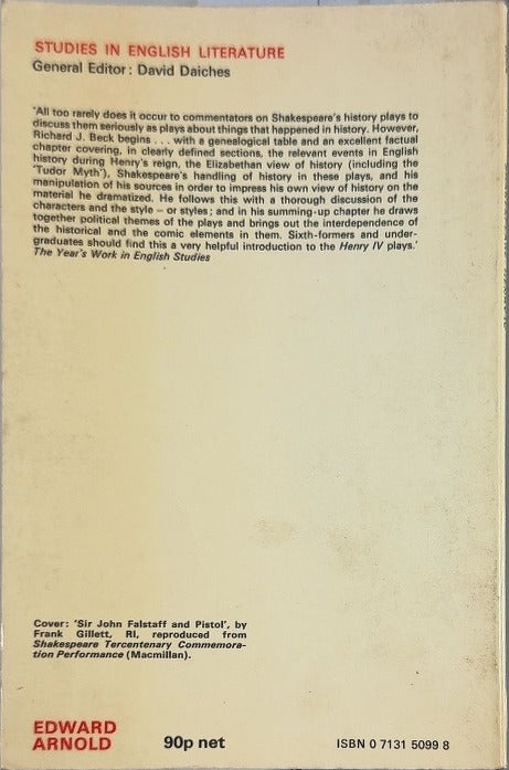 Shakespeare Henry IV - By Richard J. Beck - back cover