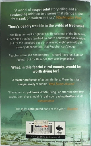 Worth Dying For - By Lee Child — back cover