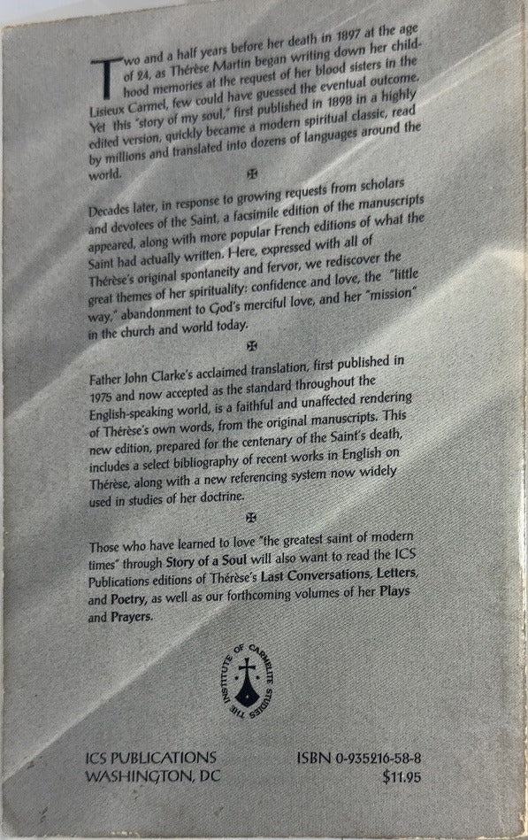 Story of a Soul - By St. Thérèse of Lisieux & others - back cover