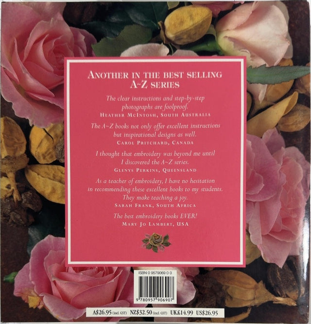 A~Z of Embroidered Flowers - By Sue Gardner - back cover
