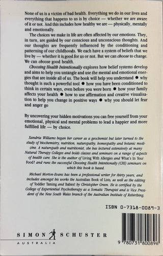 Choosing Health Intentionally - By Xandria Williams & others — back cover