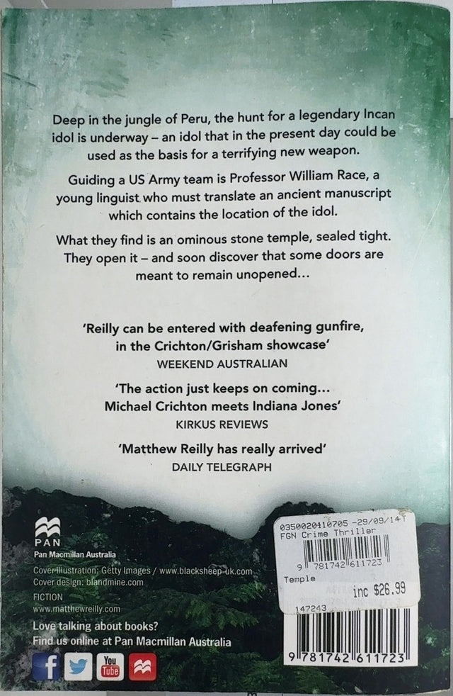 Temple - By Matthew Reilly - back cover