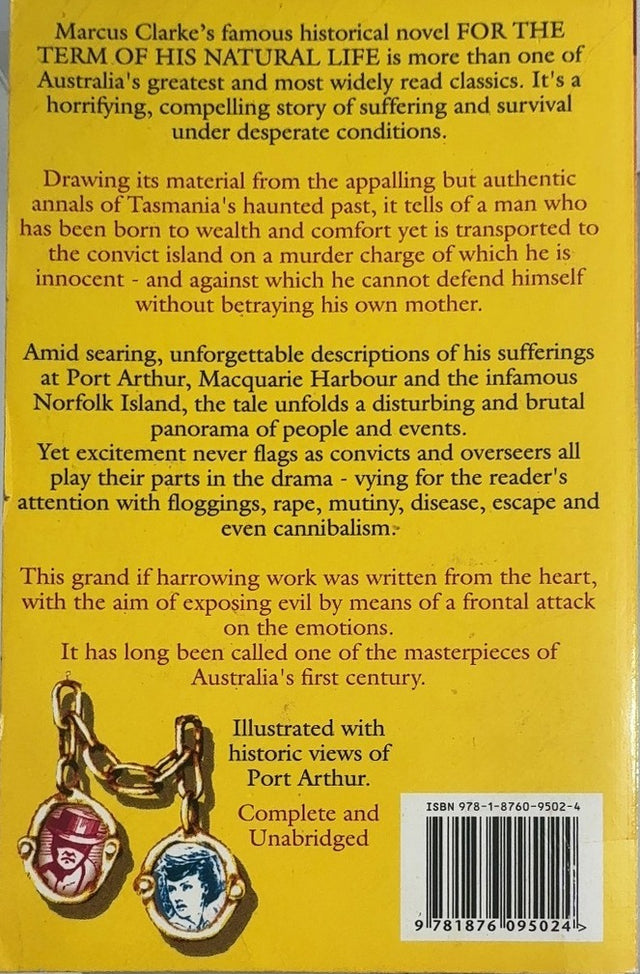 For the Term of His Natural Life - By Marcus Clarke - back cover