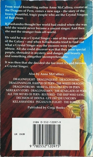 The Crystal Singer - By Anne McCaffrey — back cover