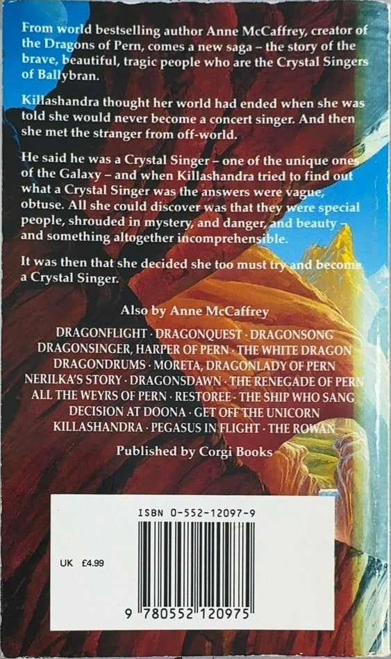 The Crystal Singer - By Anne McCaffrey - back cover