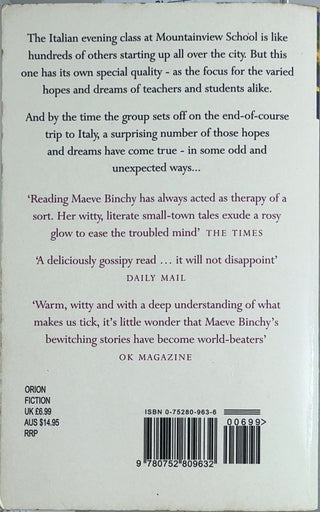 Evening Class - By Maeve Binchy — back cover