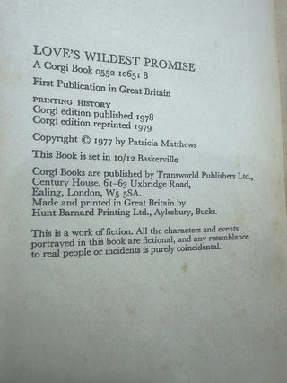 Love's Wildest Promise — copyright page