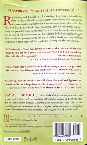 Chocolate for a Teen's Soul — back cover
