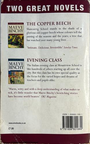 The Copper Beech and Evening Class — back cover