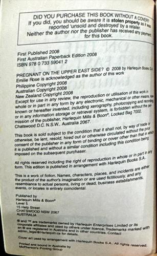 Pregnant On The Upper East Side? / An Affair With The Princess — copyright page