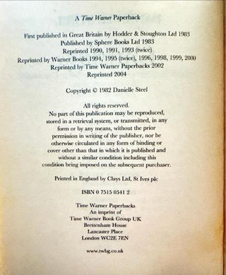 Crossings — copyright page