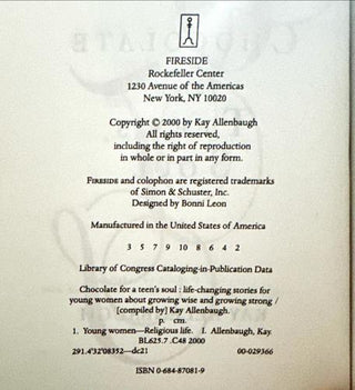 Chocolate for a Teen's Soul — copyright page
