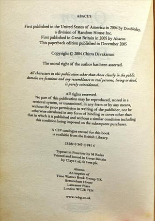 Queen of Dreams — copyright page