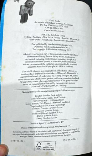 Diary of a Minecraft Zombie: When Nature Calls — copyright page