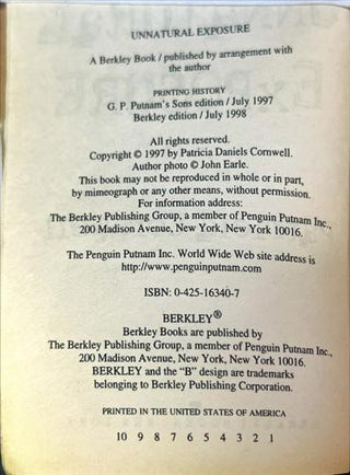 Unnatural Exposure — copyright page